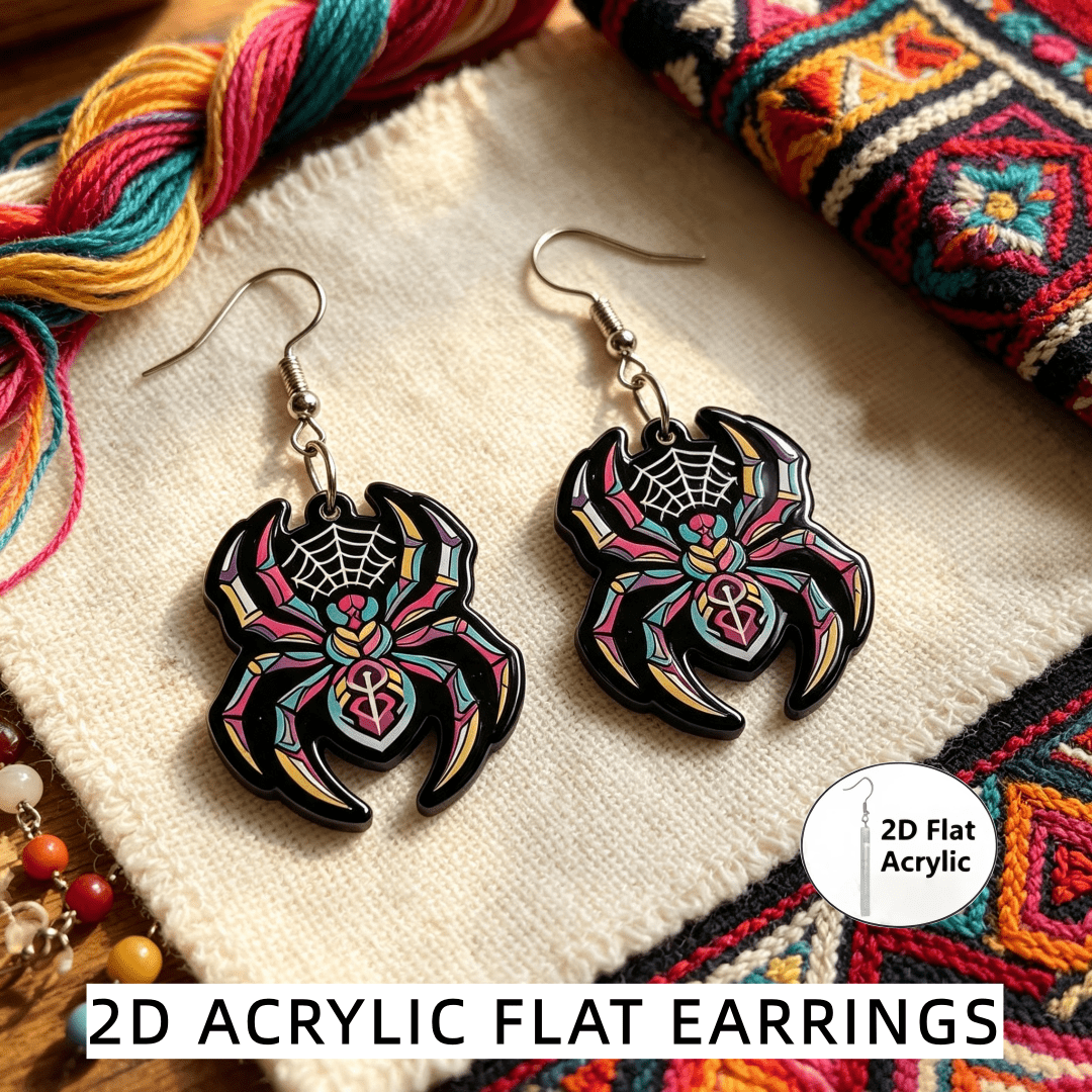 Gothic Spider Web Dangle Earrings with Insect Hooks